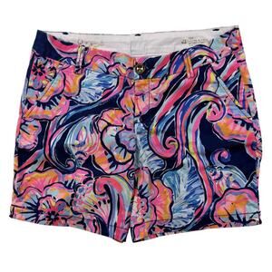 Lilly Pulitzer Jayne Shorts Nauti Navy Boho Bateau Womens 4 Cotton Stretch